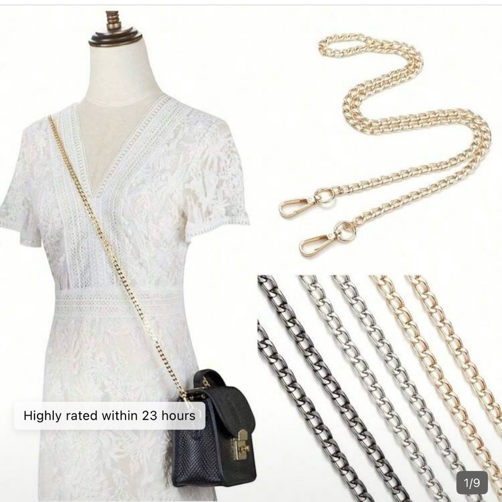 Elegant Black Chain Strap Women Bag